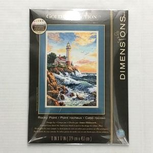 Dimensions Counted Cross Stitch Rocky Point Lighthouse Gold Collection kit